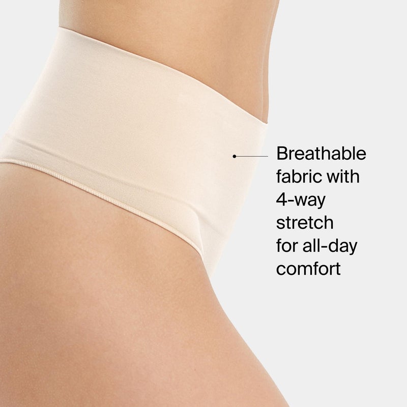 SPANX SPANXshape Everyday Shaping Thong - Core Control Shapewear Underwear - Invisible Under Clothes - Seamless Design - Soft Nude - Medium - Image 3